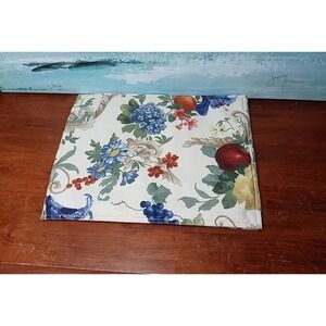 Vtg 90s Lot‎ Of 4 Floral Cloth Placemats Fabric Placemats With Flowers & Apples